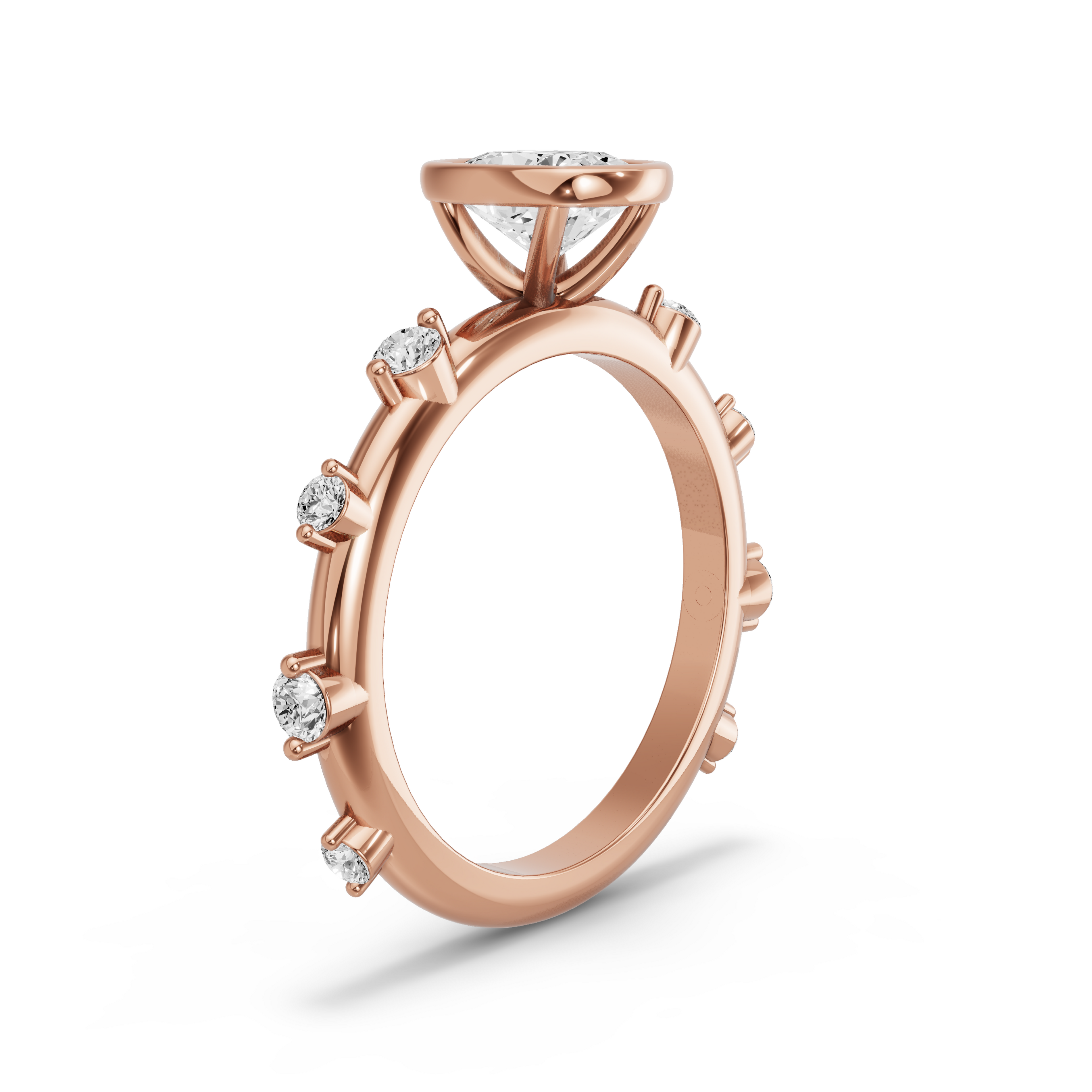 Image for Cushion Classic Bezel Ring with Floating Station band in 10K Rose Gold