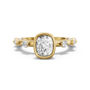 Image for Cushion Classic Bezel Ring with Floating Station band in 10K Yellow Gold