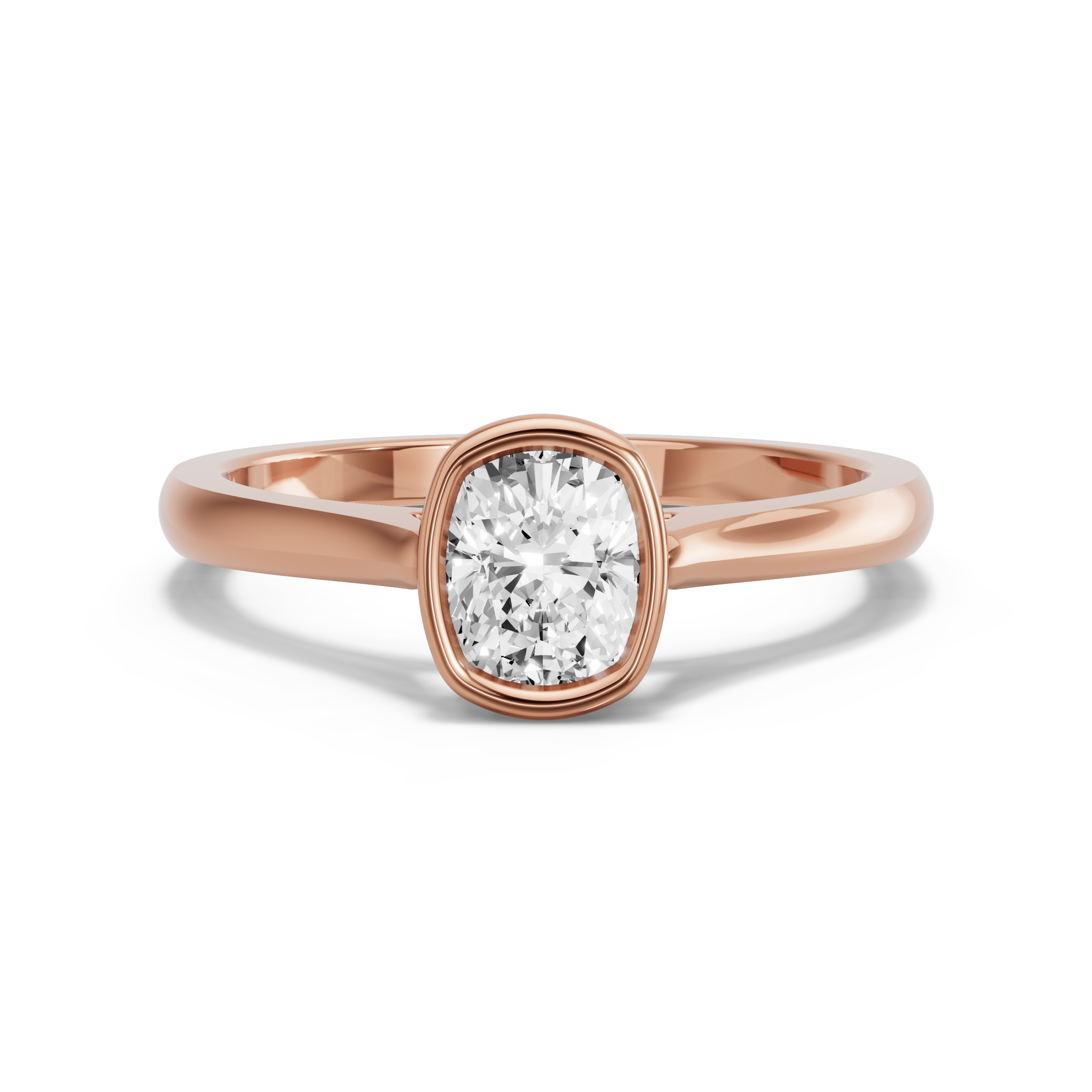 Image for Cushion Classic Bezel Ring with Knife Edge Cathedral band in 14K Rose Gold