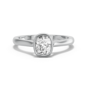 Image for Cushion Classic Bezel Ring with Knife Edge Cathedral band in 18K White Gold