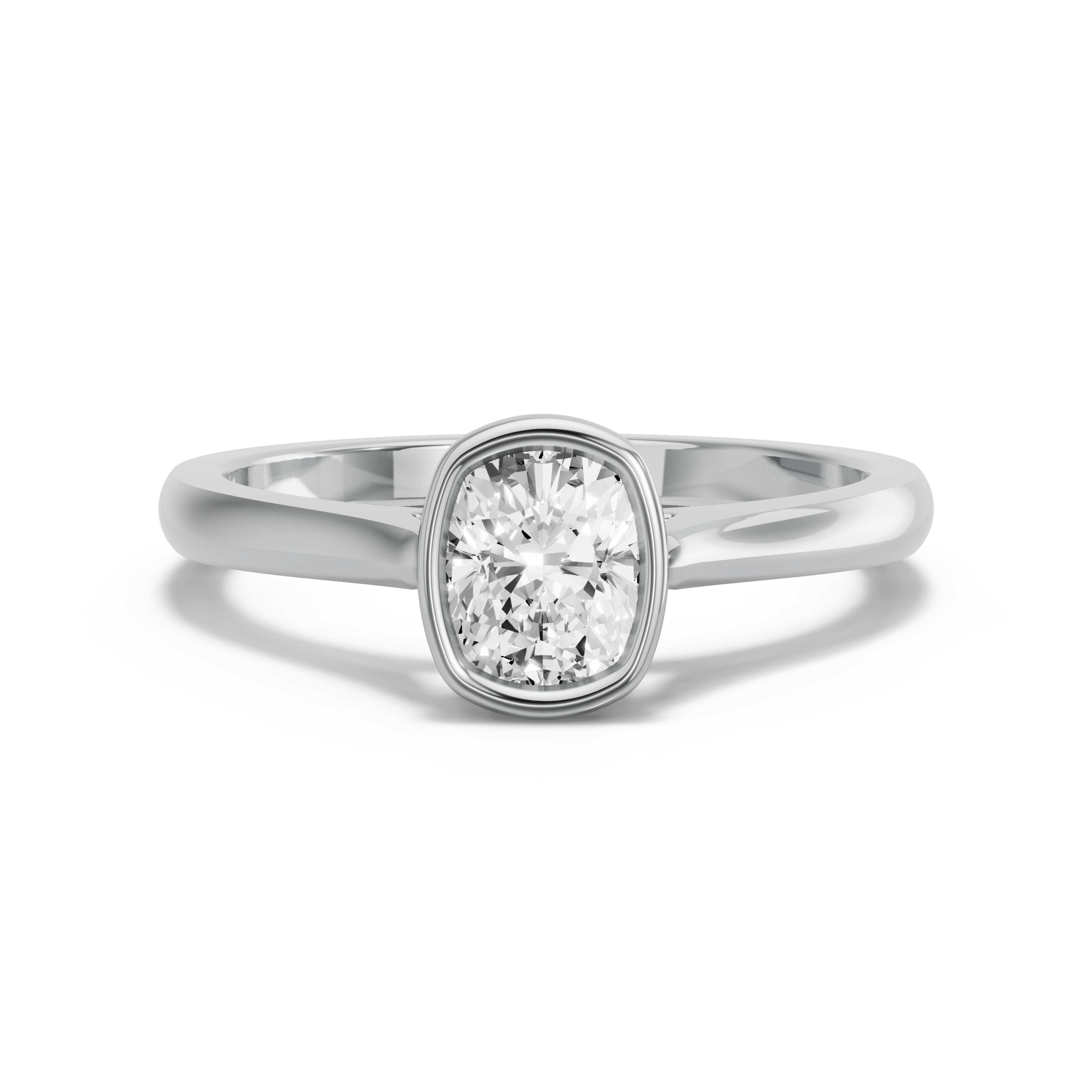 Image for Cushion Classic Bezel Ring with Knife Edge Cathedral band in 10K White Gold