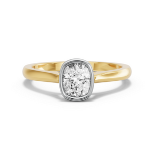 Image for Cushion Classic Bezel Ring with Knife Edge Cathedral band in 18K Two Tone Yellow Gold