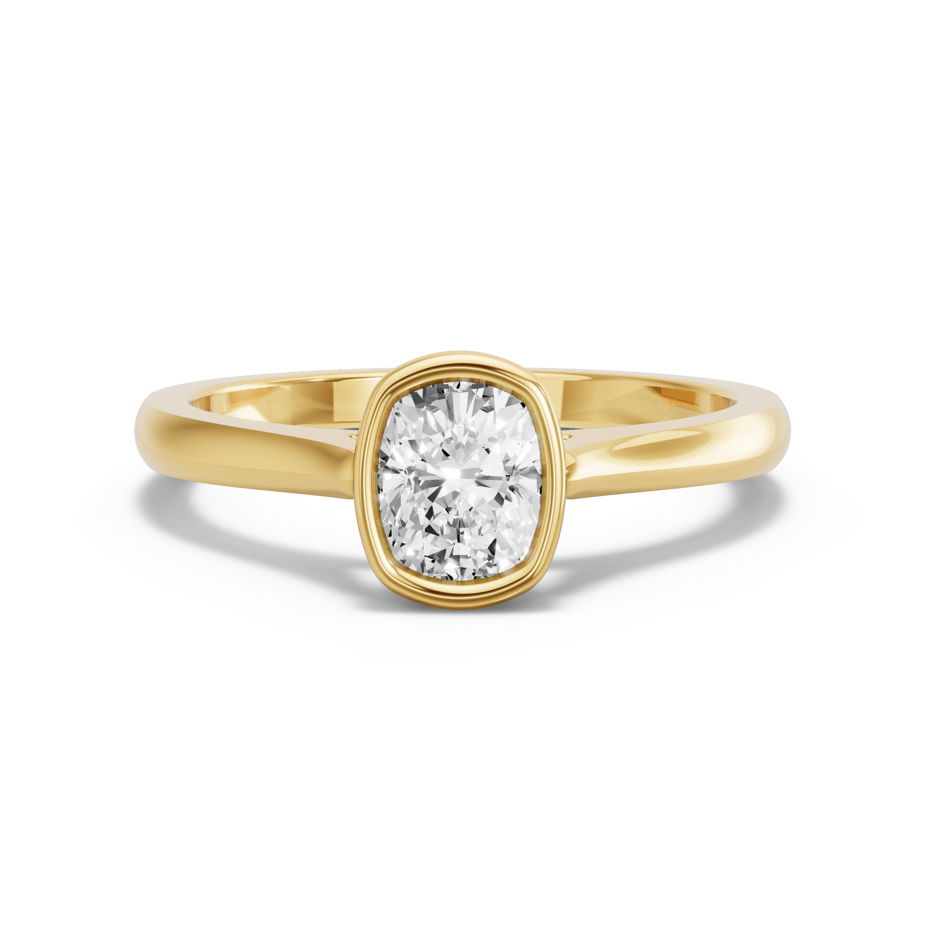 Image for Cushion Classic Bezel Ring with Knife Edge Cathedral band in 10K Yellow Gold