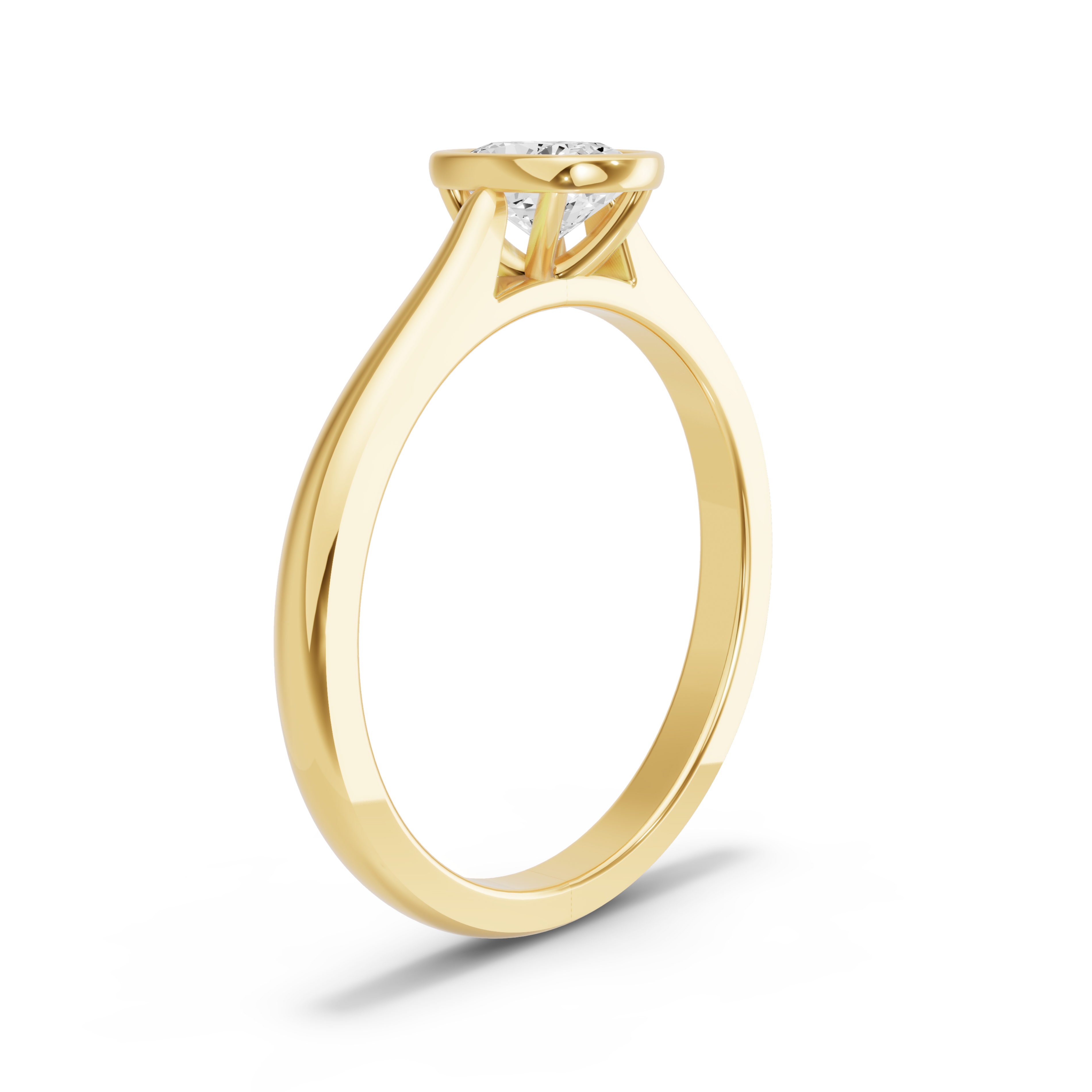 Image for Cushion Classic Bezel Ring with Knife Edge Cathedral band in 10K Yellow Gold