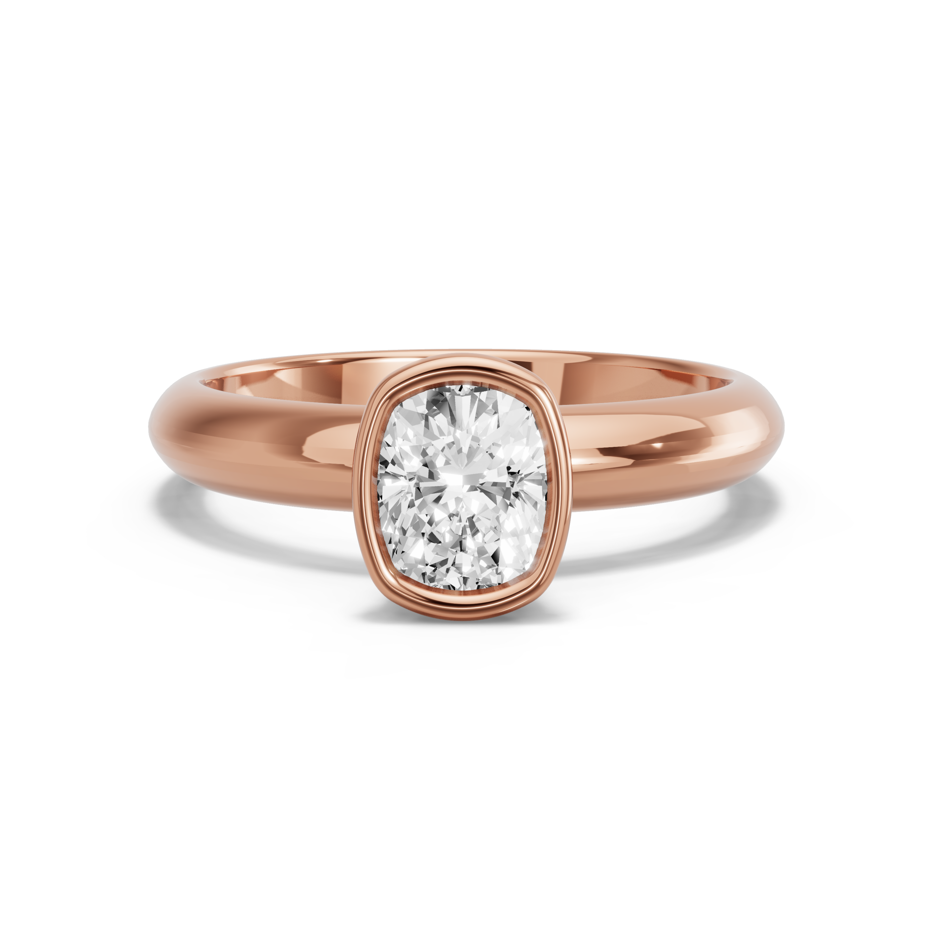 Image for Cushion Classic Bezel Ring with Knife Edge Solitaire band in 18K Rose Gold