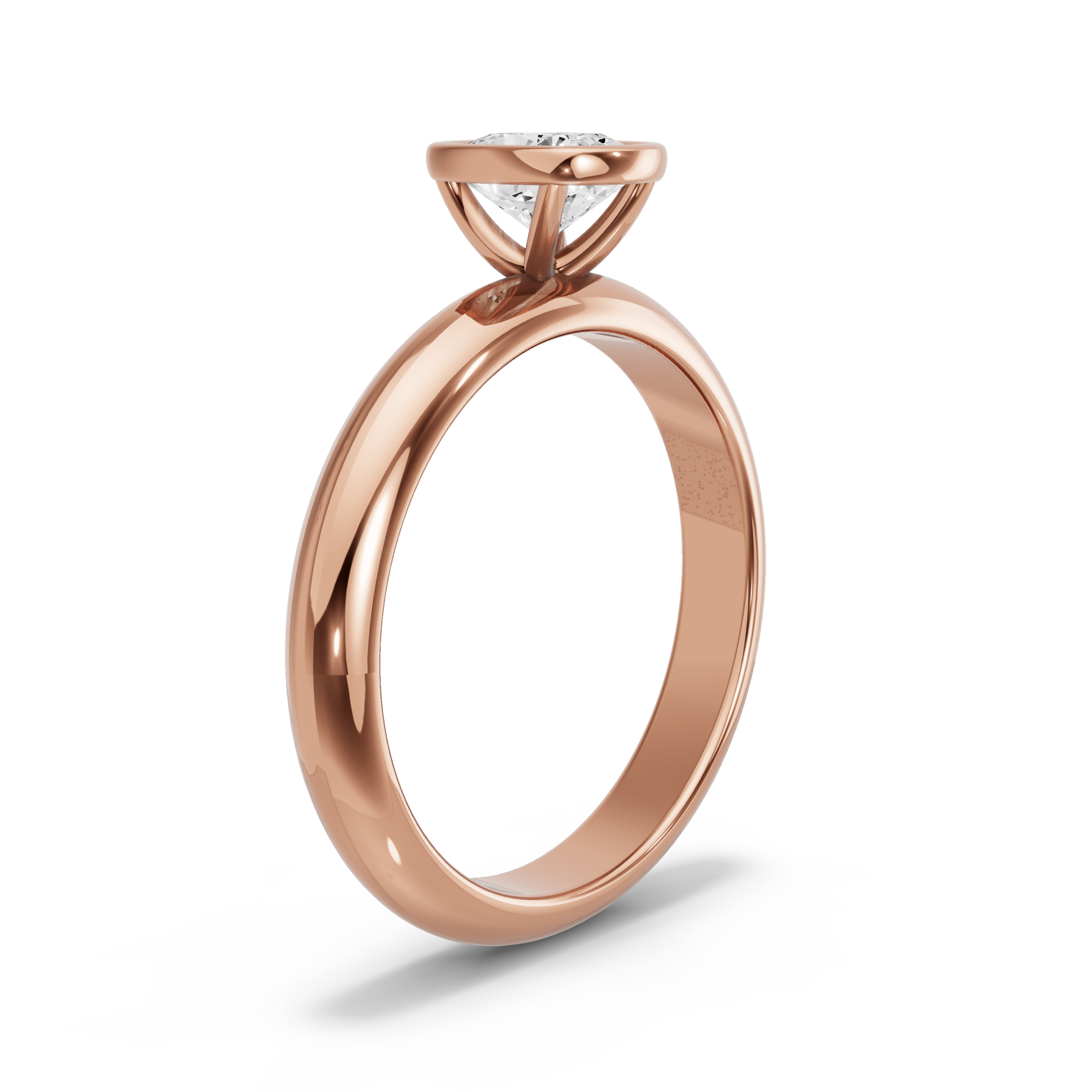 Image for Cushion Classic Bezel Ring with Knife Edge Solitaire band in 10K Rose Gold
