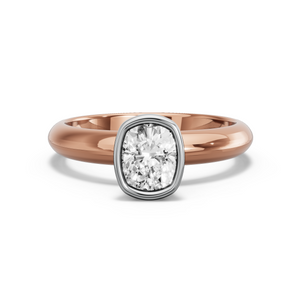 Image for Cushion Classic Bezel Ring with Knife Edge Solitaire band in 18K Two Tone Rose Gold
