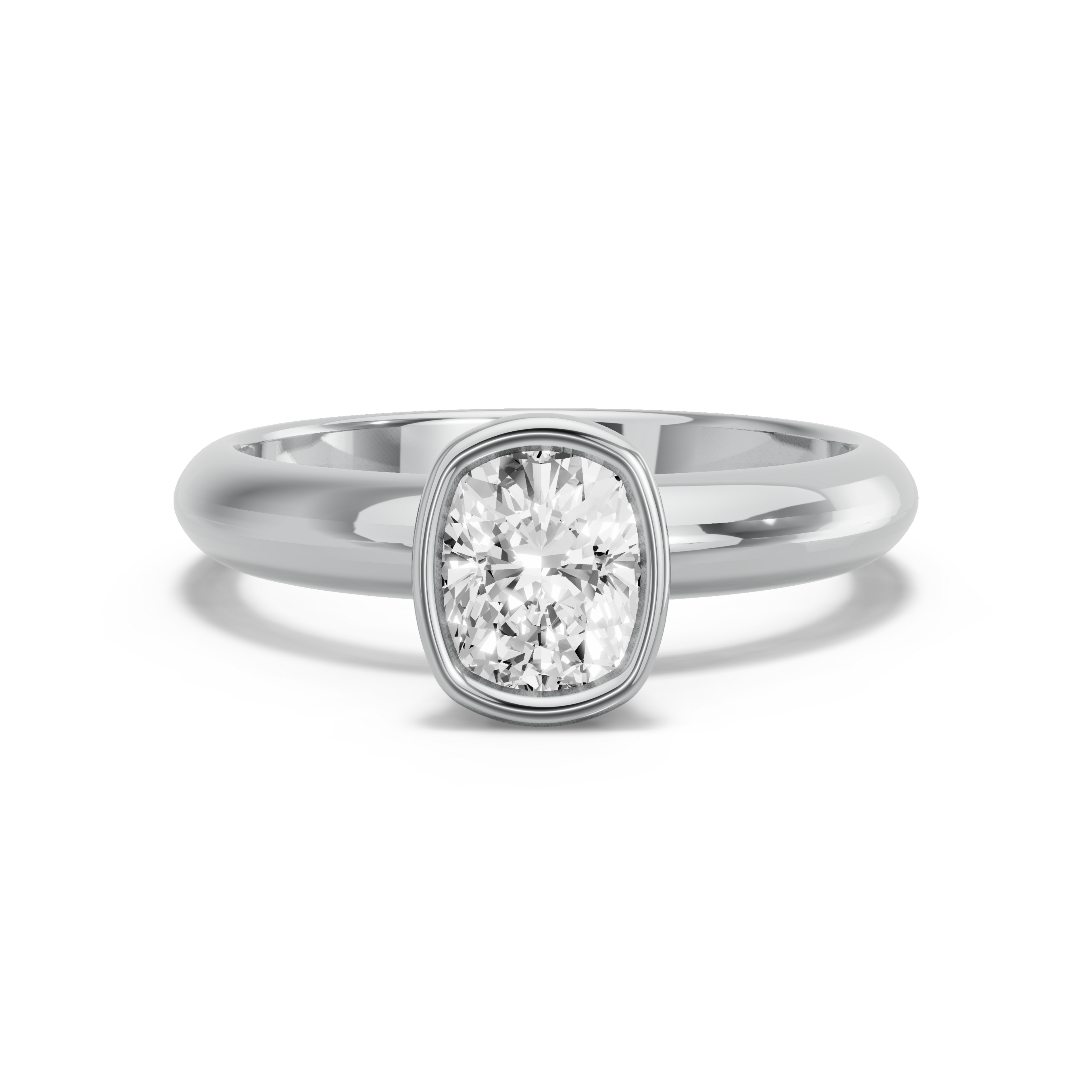 Image for Cushion Classic Bezel Ring with Knife Edge Solitaire band in 950 Platinum