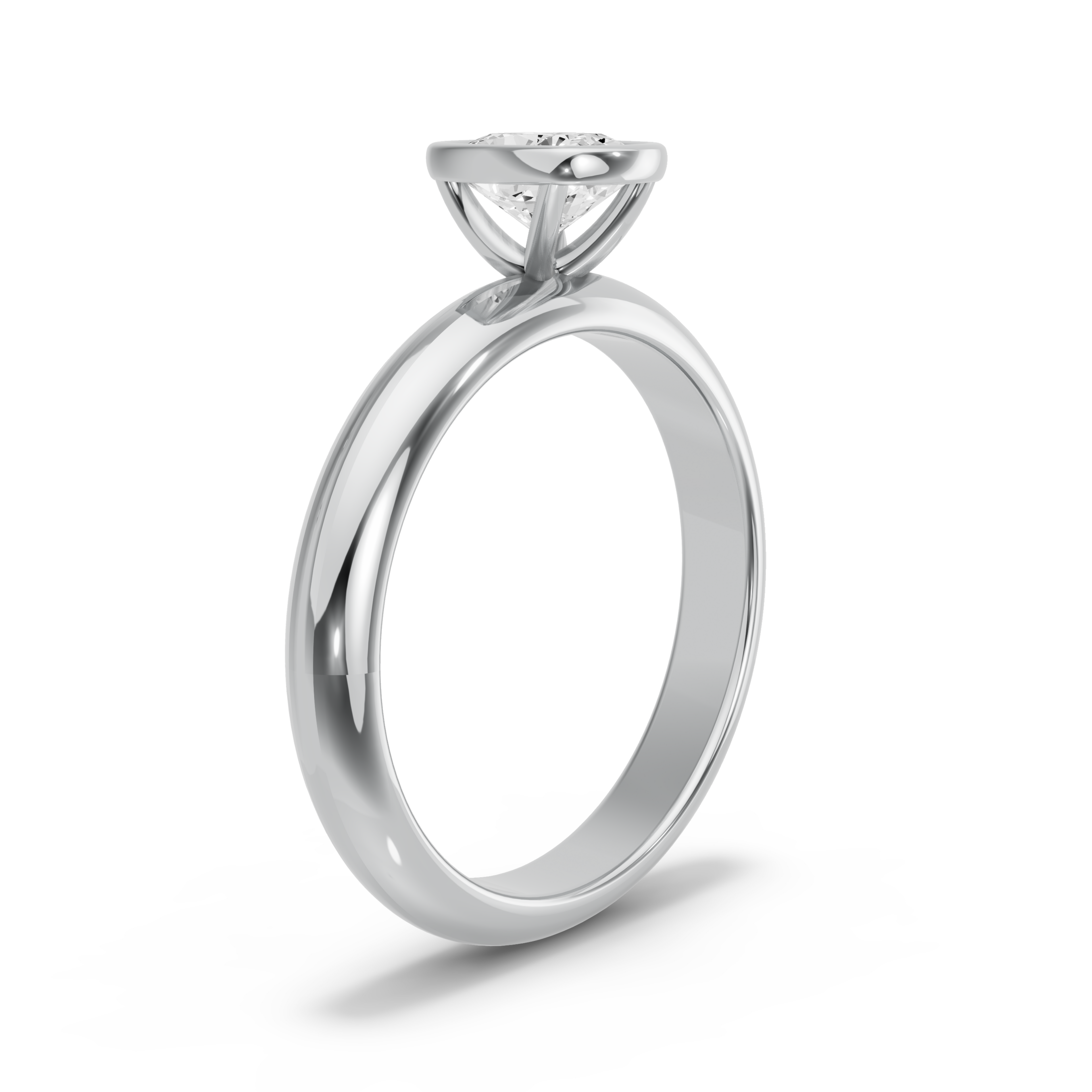 Image for Cushion Classic Bezel Ring with Knife Edge Solitaire band in 950 Platinum