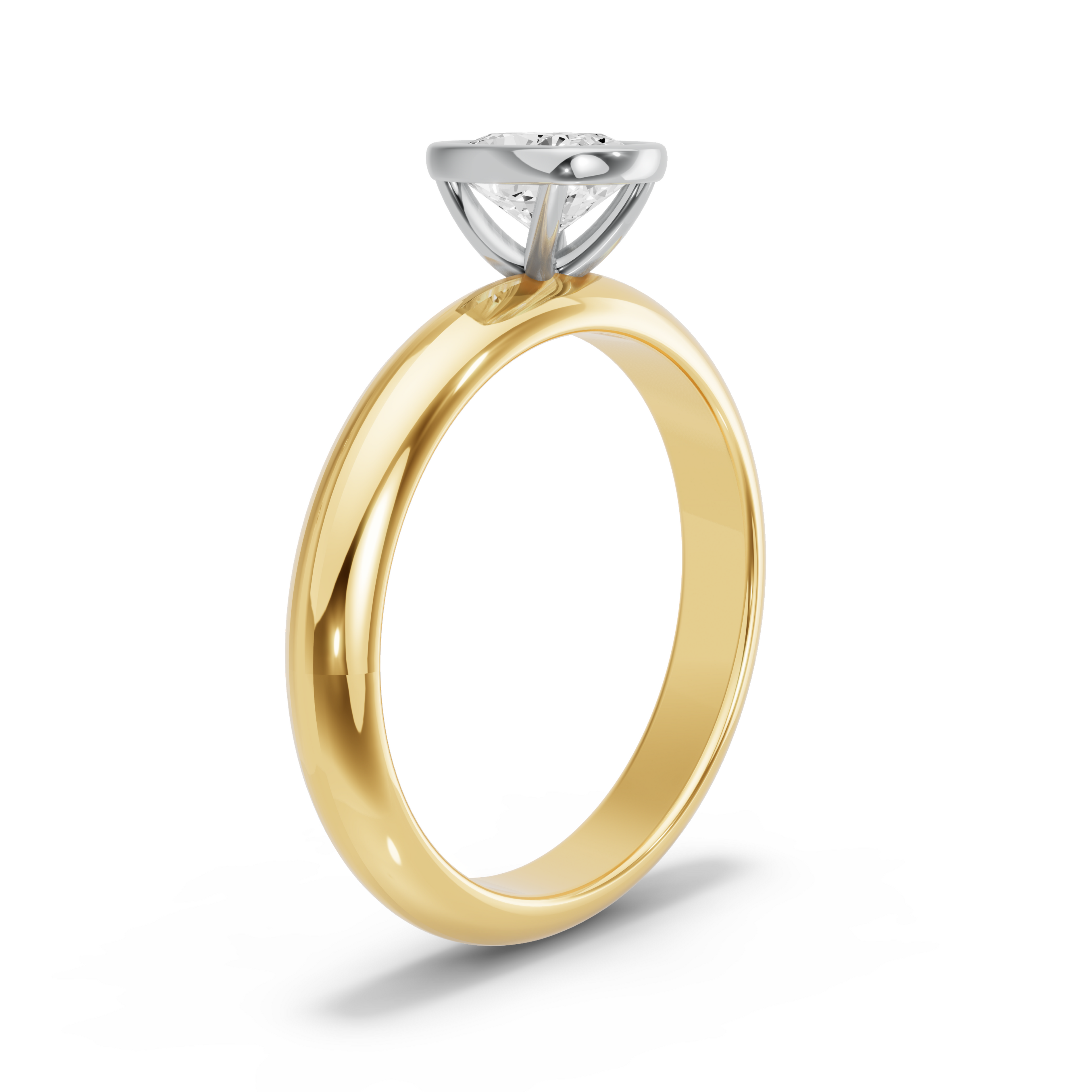 Image for Cushion Classic Bezel Ring with Knife Edge Solitaire band in 18K Two Tone Yellow Gold
