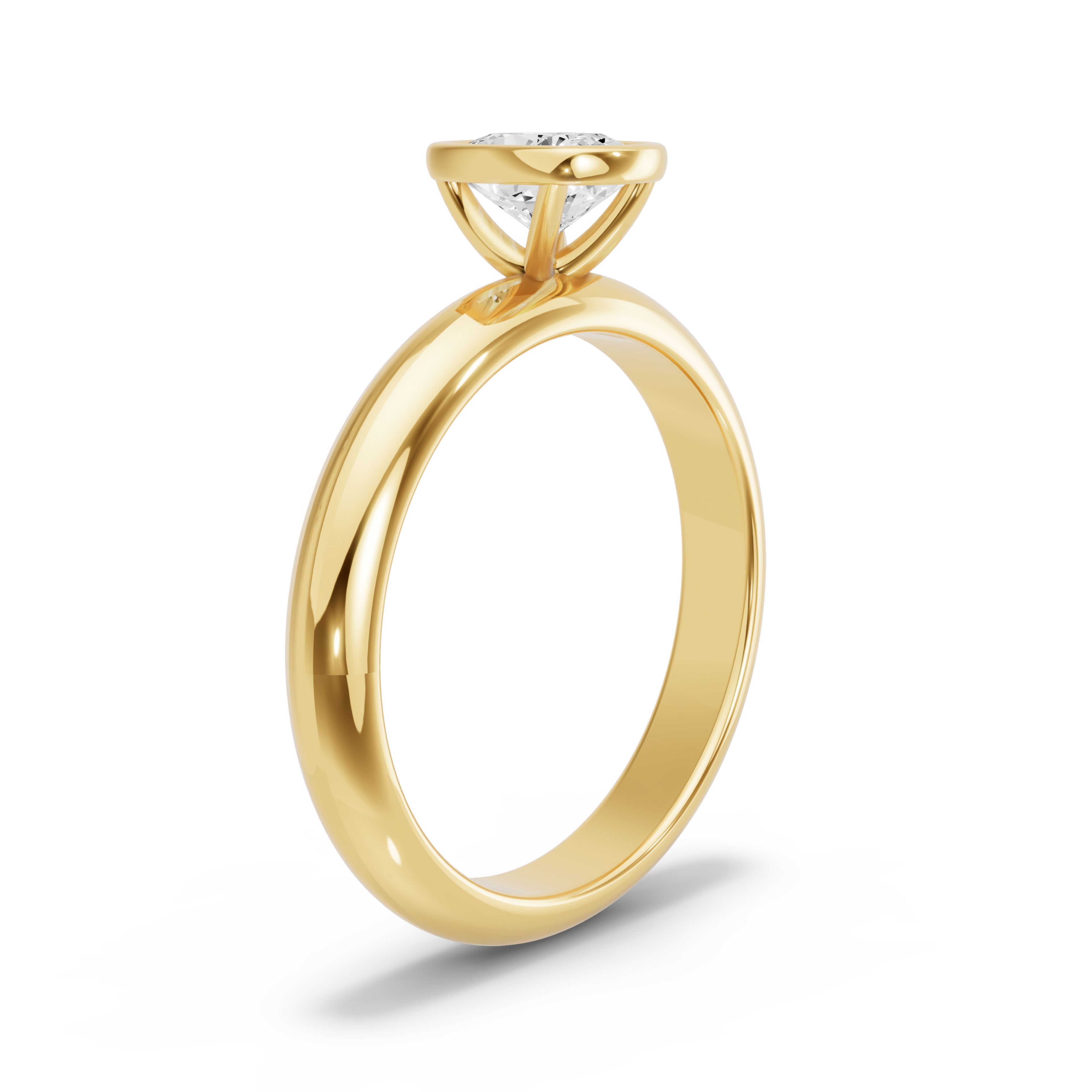 Image for Cushion Classic Bezel Ring with Knife Edge Solitaire band in 18K Yellow Gold