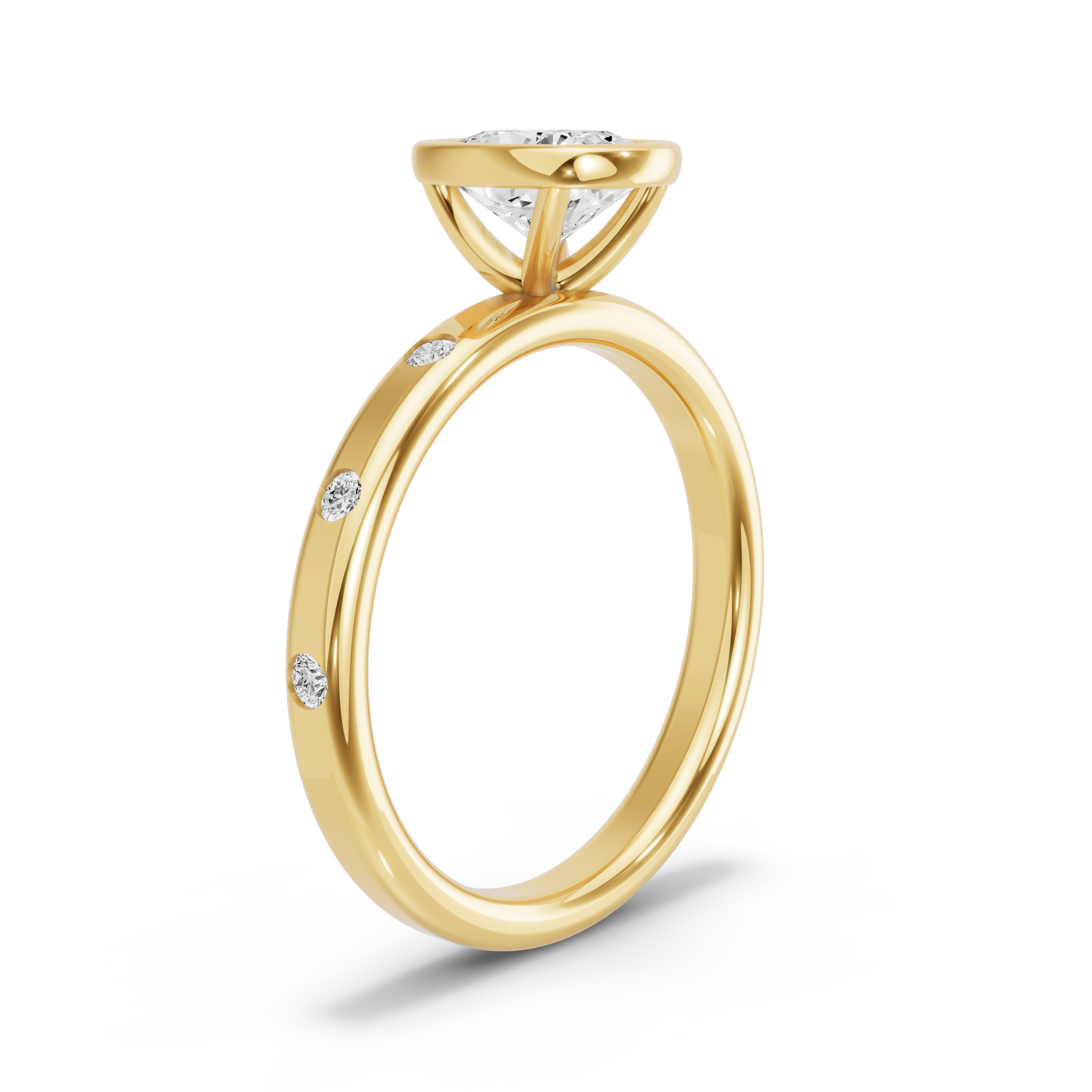 Image for Cushion Classic Bezel Ring with Sleek Accent band in 10K Yellow Gold
