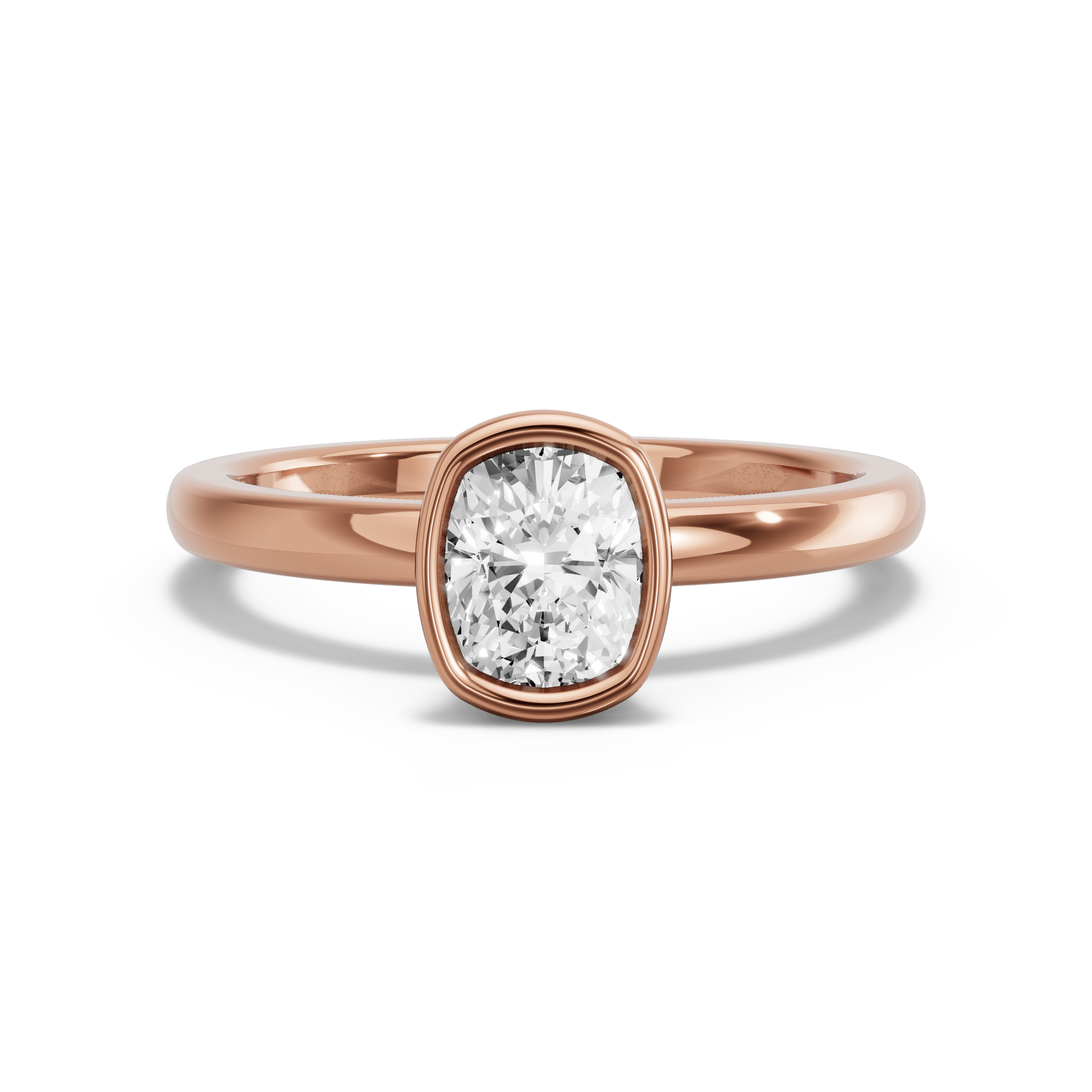 Image for Cushion Classic Bezel Ring with Solitaire band in 18K Rose Gold