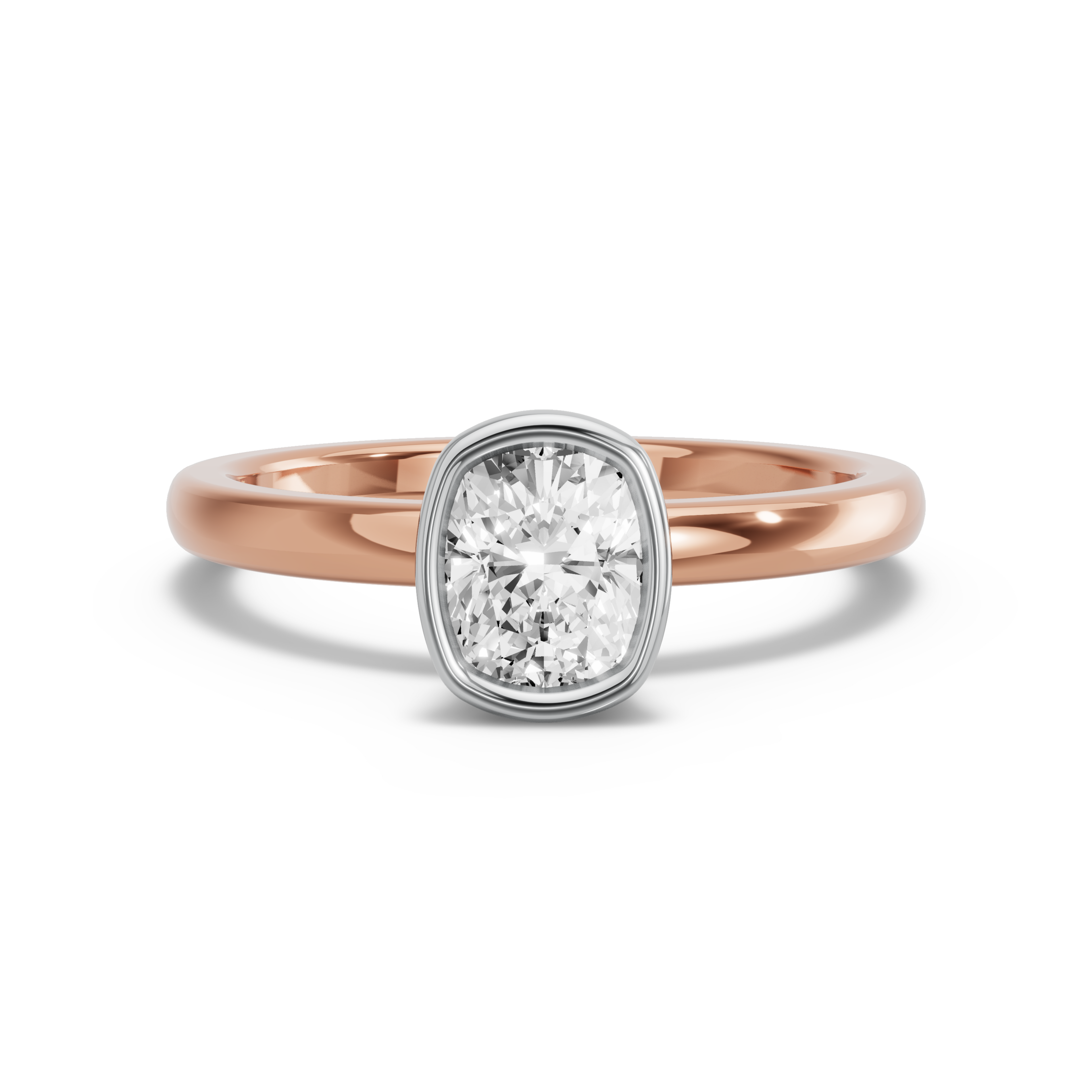 Image for Cushion Classic Bezel Ring with Solitaire band in 18K Two Tone Rose Gold