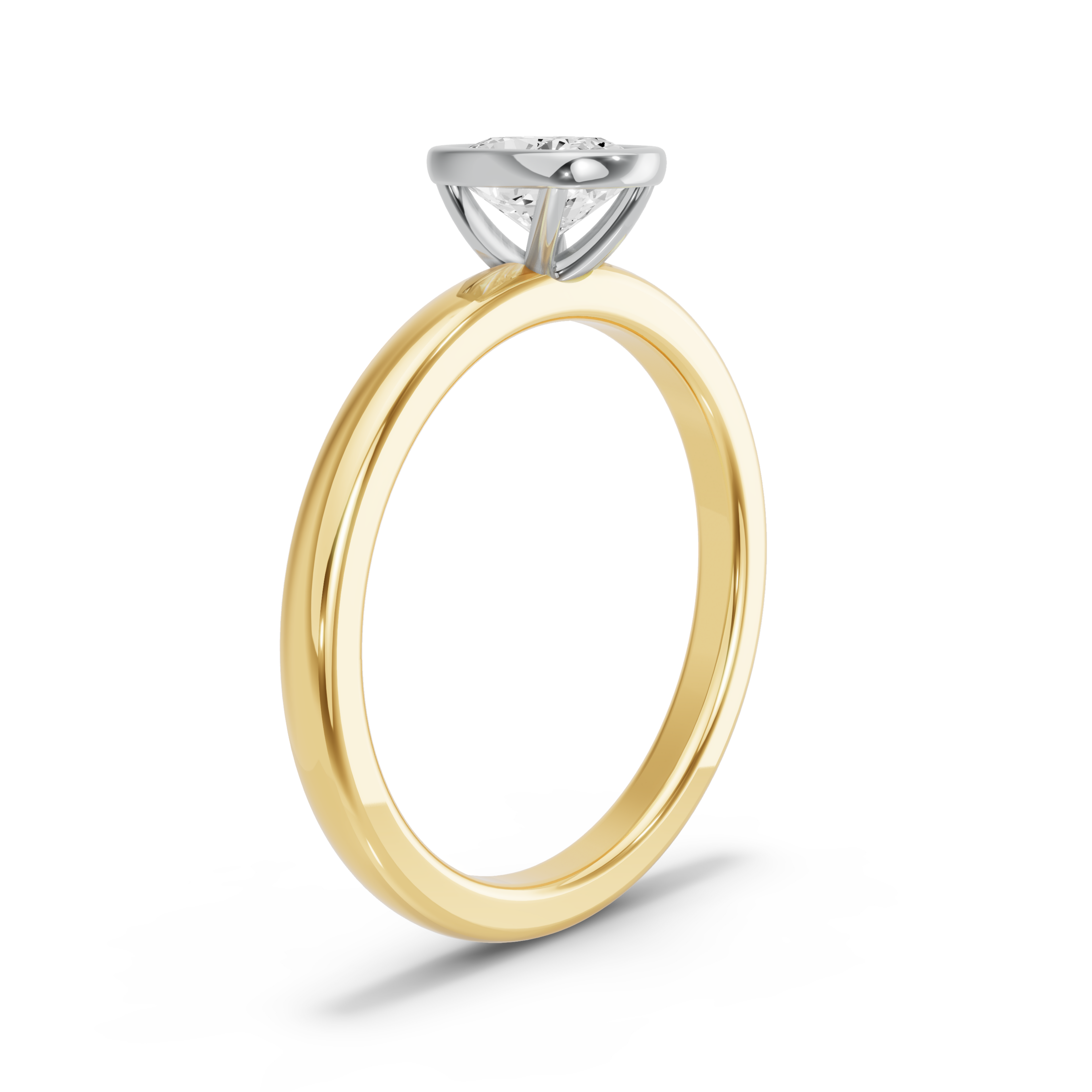 Image for Cushion Classic Bezel Ring with Solitaire band in 10K Two Tone Yellow Gold