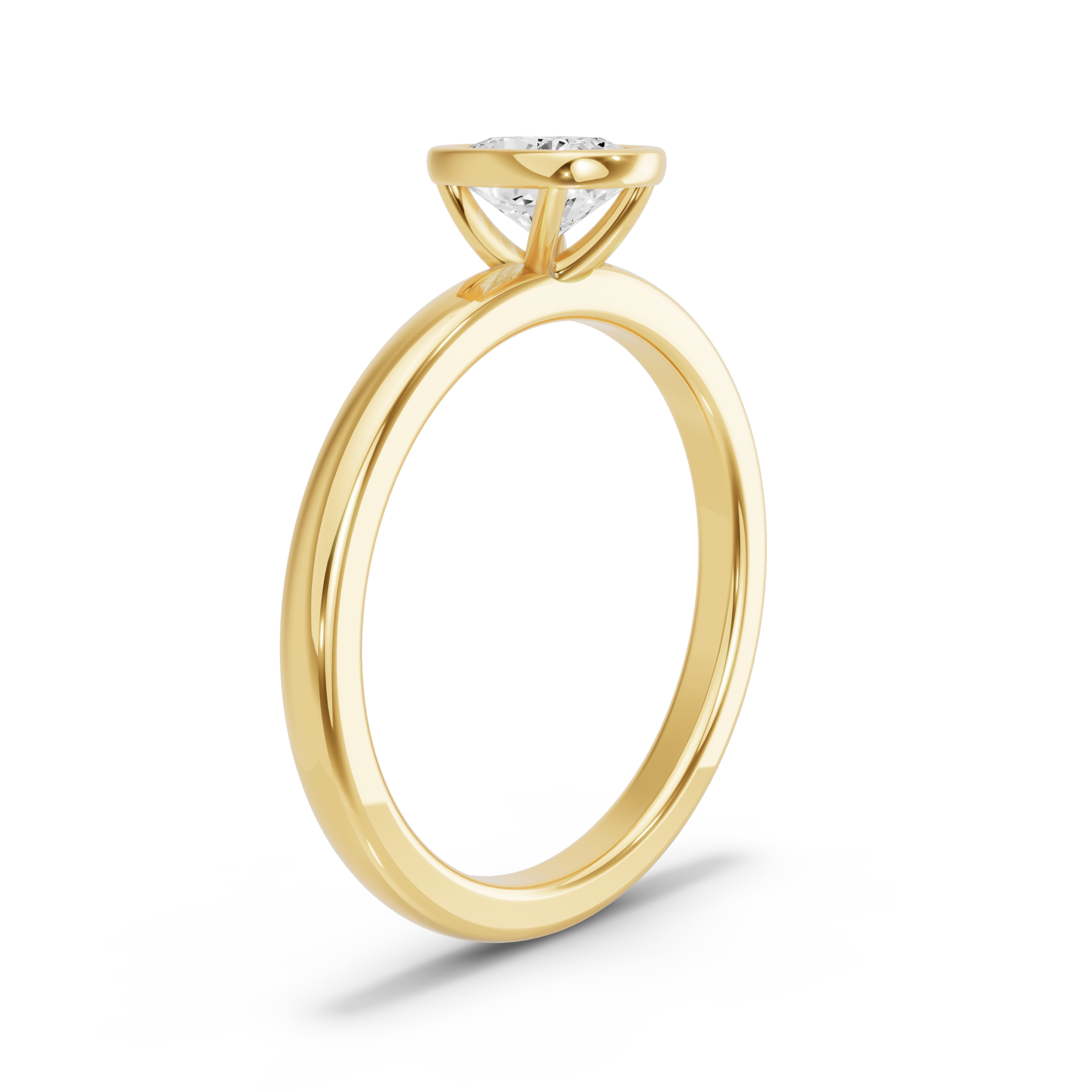 Image for Cushion Classic Bezel Ring with Solitaire band in 10K Yellow Gold