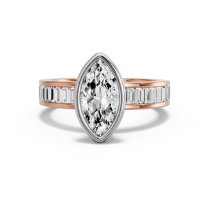 Image for Marquise Classic Bezel Ring with Baguette Channel band