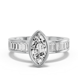 Image for Marquise Classic Bezel Ring with Baguette Channel band