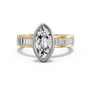 Image for Marquise Classic Bezel Ring with Baguette Channel band