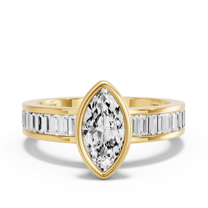 Image for Marquise Classic Bezel Ring with Baguette Channel band