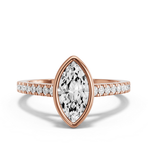 Image for Marquise Classic Bezel Ring with Cathedral Pave band