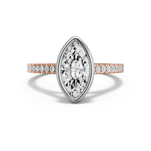 Image for Marquise Classic Bezel Ring with Cathedral Pave band