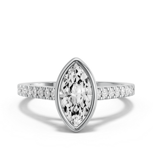 Image for Marquise Classic Bezel Ring with Cathedral Pave band