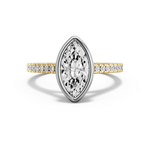 Image for Marquise Classic Bezel Ring with Cathedral Pave band