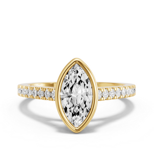 Image for Marquise Classic Bezel Ring with Cathedral Pave band