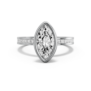 Image for Marquise Classic Bezel Ring with Channel band in 950 Platinum
