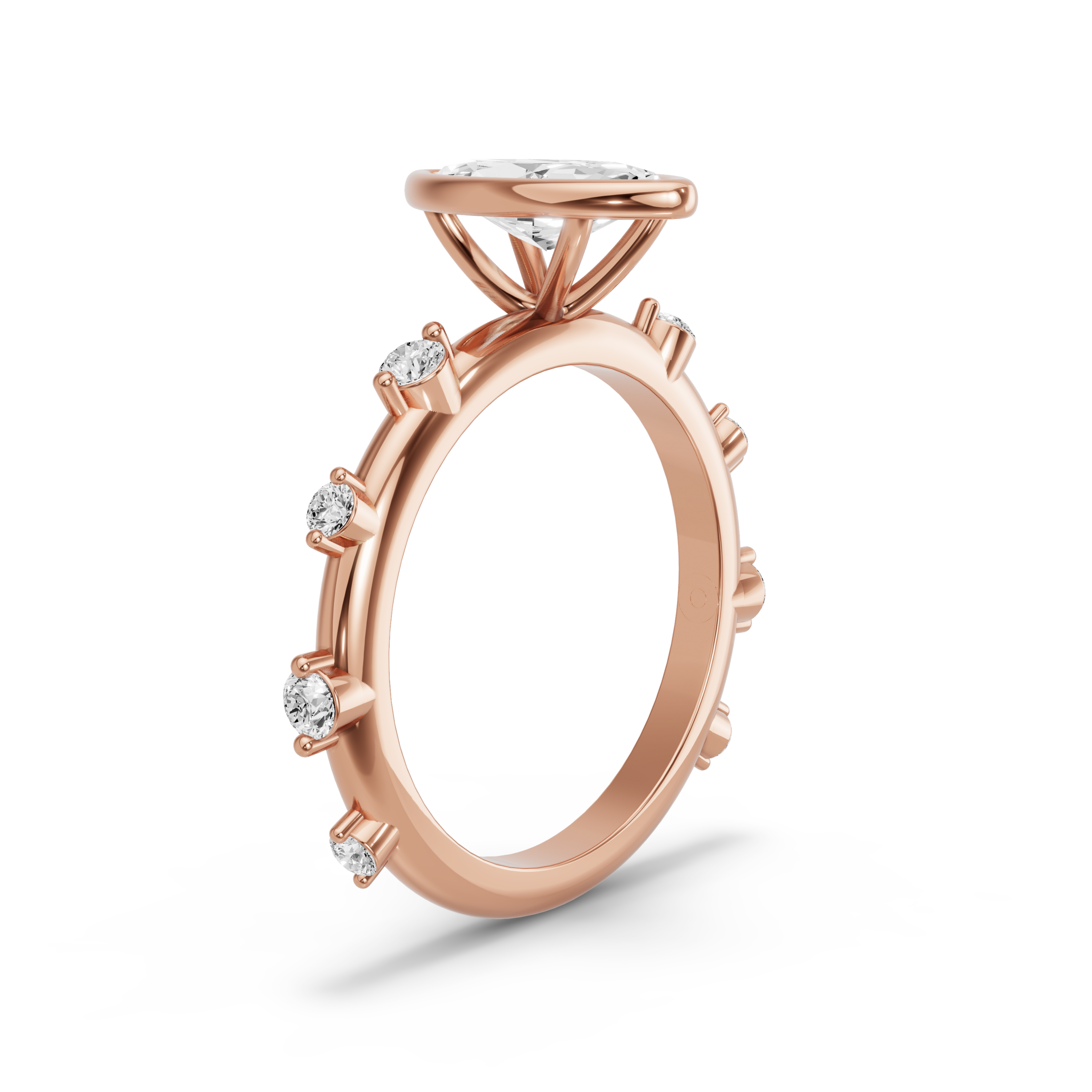 Image for Marquise Classic Bezel Ring with Floating Station band in 14K Rose Gold