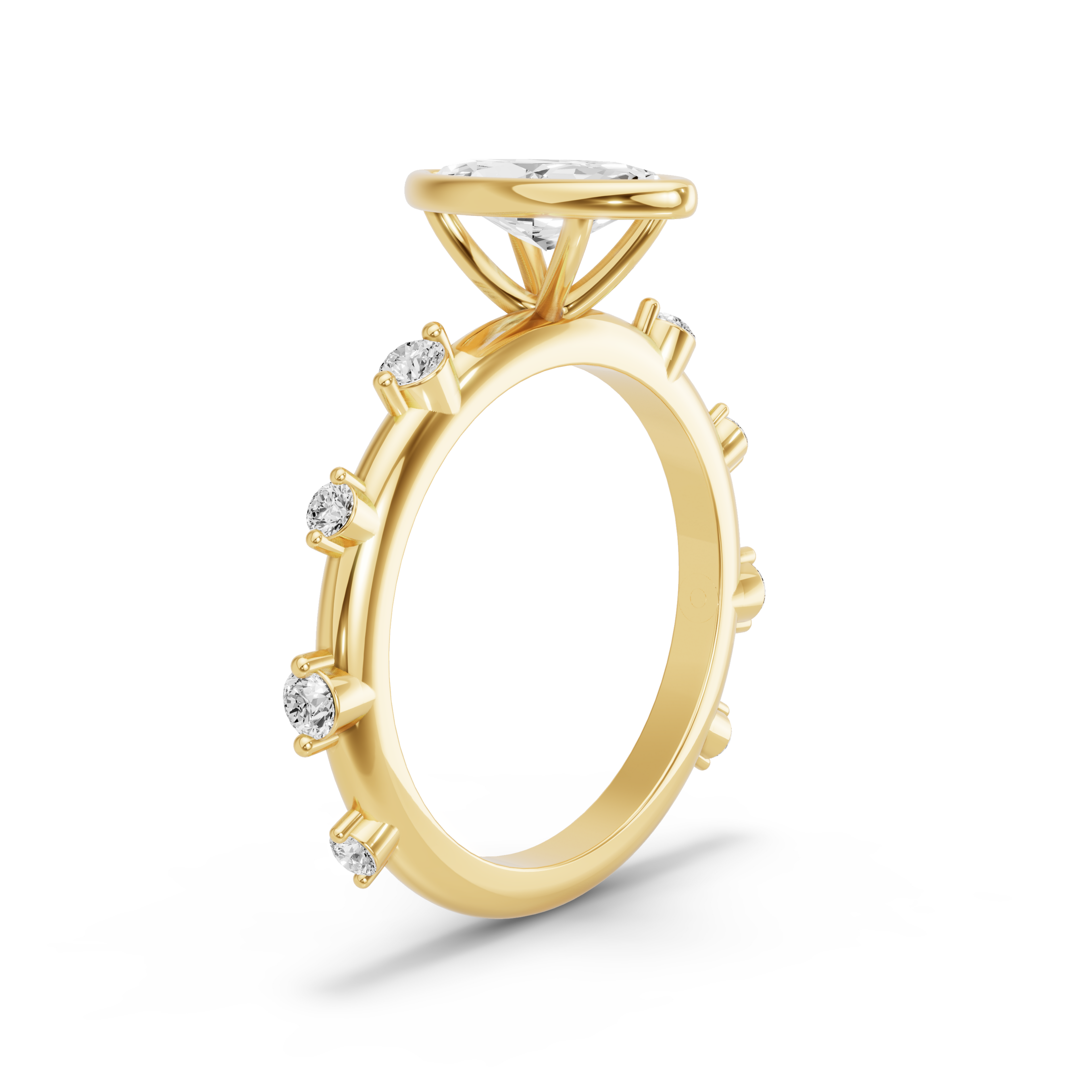 Image for Marquise Classic Bezel Ring with Floating Station band in 14K Yellow Gold