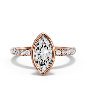 Image for Marquise Classic Bezel Ring with French Pave band
