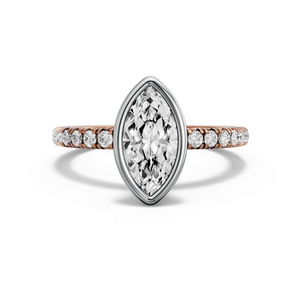 Image for Marquise Classic Bezel Ring with French Pave band