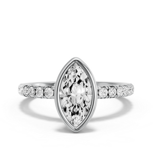 Image for Marquise Classic Bezel Ring with French Pave band