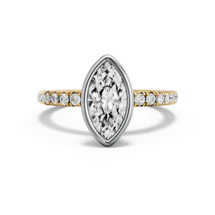 Image for Marquise Classic Bezel Ring with French Pave band