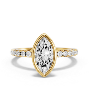 Image for Marquise Classic Bezel Ring with French Pave band