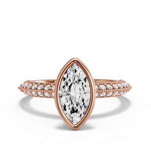 Image for Marquise Classic Bezel Ring with Knife Edge Pave band