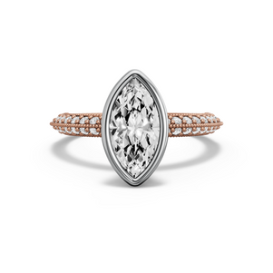 Image for Marquise Classic Bezel Ring with Knife Edge Pave band