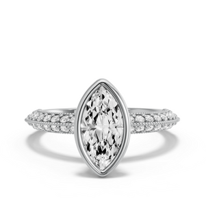 Image for Marquise Classic Bezel Ring with Knife Edge Pave band