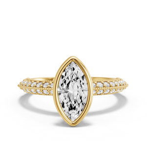 Image for Marquise Classic Bezel Ring with Knife Edge Pave band