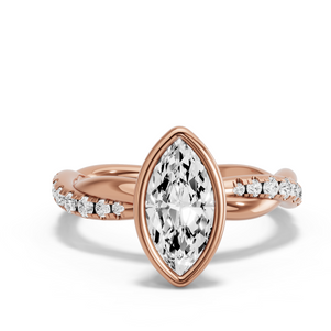 Image for Marquise Classic Bezel Ring with Rope Pave band