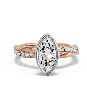 Image for Marquise Classic Bezel Ring with Rope Pave band