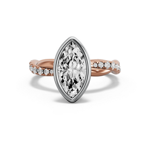Image for Marquise Classic Bezel Ring with Rope Pave band