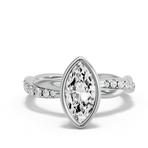 Image for Marquise Classic Bezel Ring with Rope Pave band