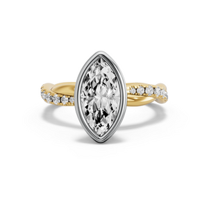 Image for Marquise Classic Bezel Ring with Rope Pave band
