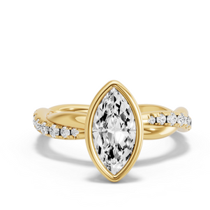 Image for Marquise Classic Bezel Ring with Rope Pave band