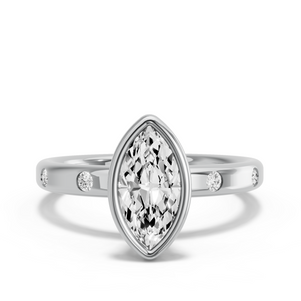 Image for Marquise Classic Bezel Ring with Sleek Accent band