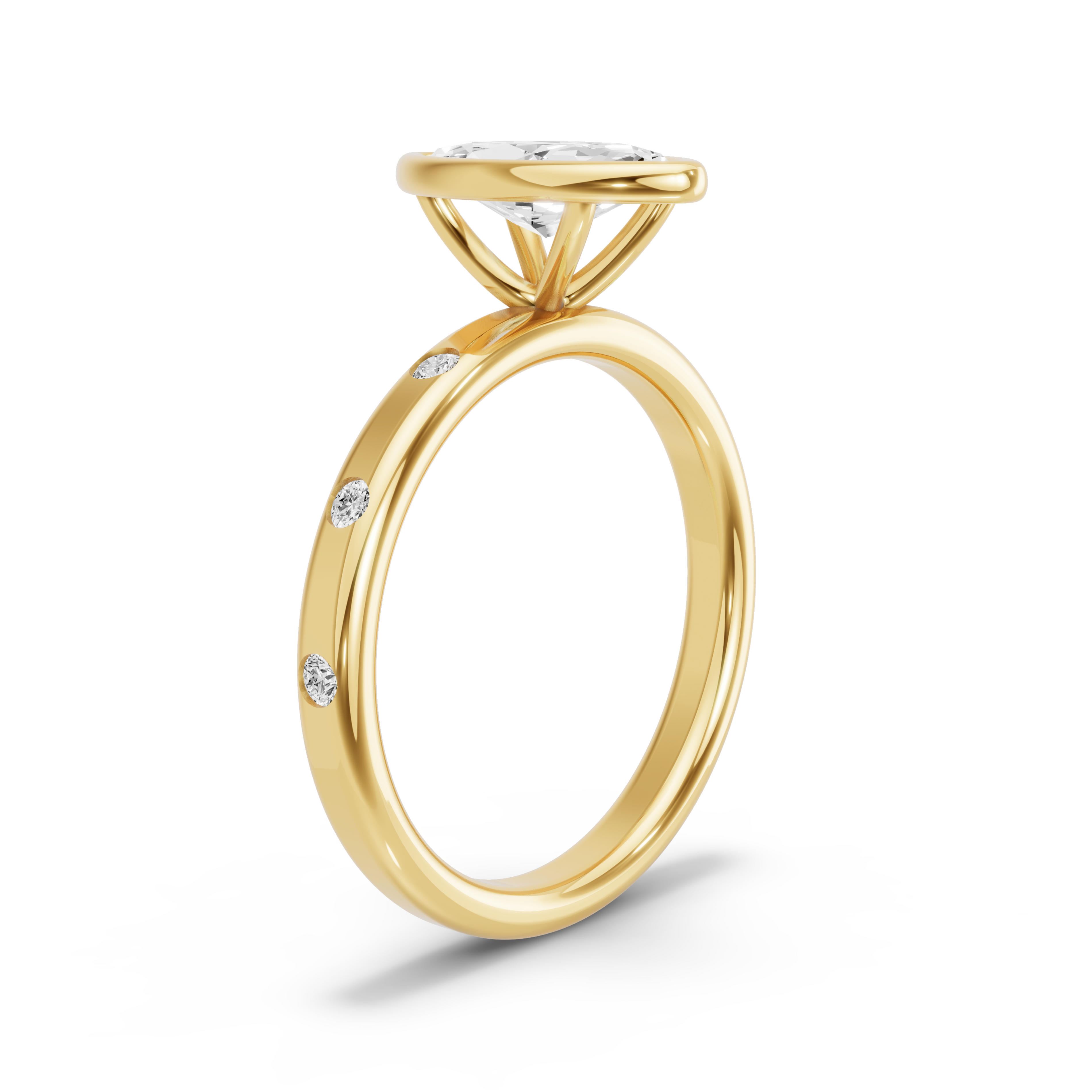 Image for Marquise Classic Bezel Ring with Sleek Accent band in 14K Yellow Gold