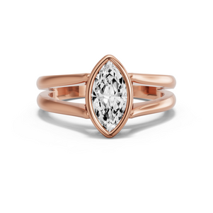 Image for Marquise Classic Bezel Ring with Split Ring Solitaire band in 18K Rose Gold